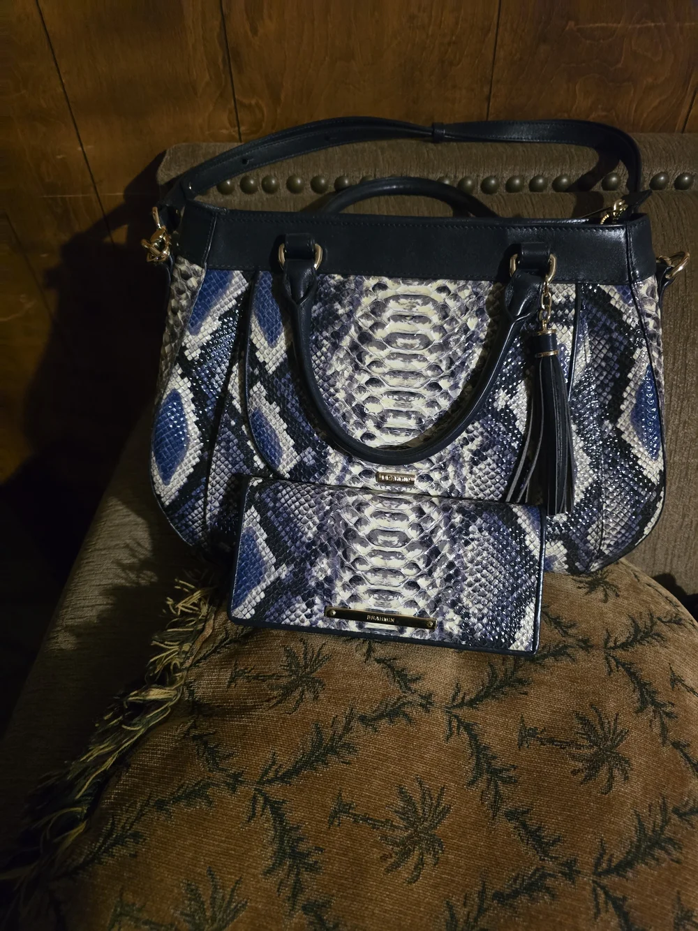 Brahmin Raelynn Ballington Satchel in Cobalt blue snakeskin W/ Matching Wallet - Picture 5 of 16